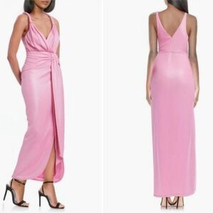 Jewel Badgley Mischka Metallic Jersey Glow Dress In Pink 2 NWT